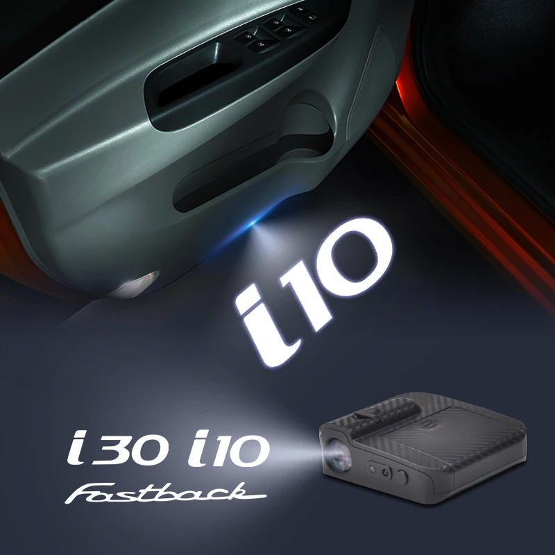 For Hyundai I10 I30 Fastback Logo Wireless Courtesy Car Door Projector LED Welcome Lights Decor