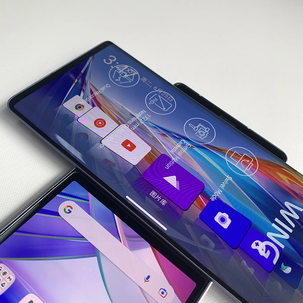 LG WING 5G هاتف محمول أصلي غير مقفول F100N النسخة الأمريكية 4G LTE هاتف محمول 6.8 بوصة 8 جيجابايت رام 128 جيجابايت/256 جيجابايت ROM أندرويد LG WING F100