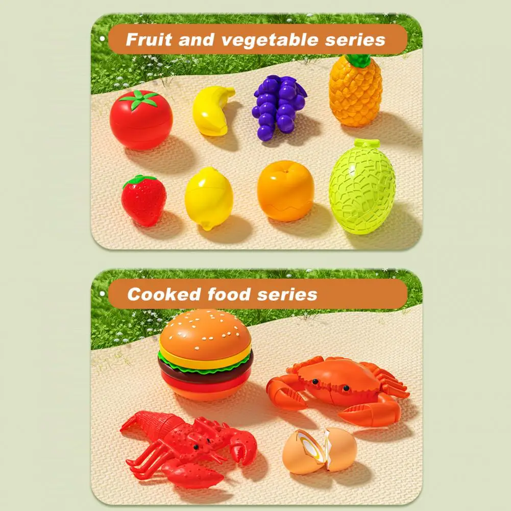 Ensemble de jeu de cuisine pour enfants, jouet de coupe de nourriture pour les tout-petits, jeu de tri des dos, ensemble de nourriture avec panier de rangement pour les tout-petits