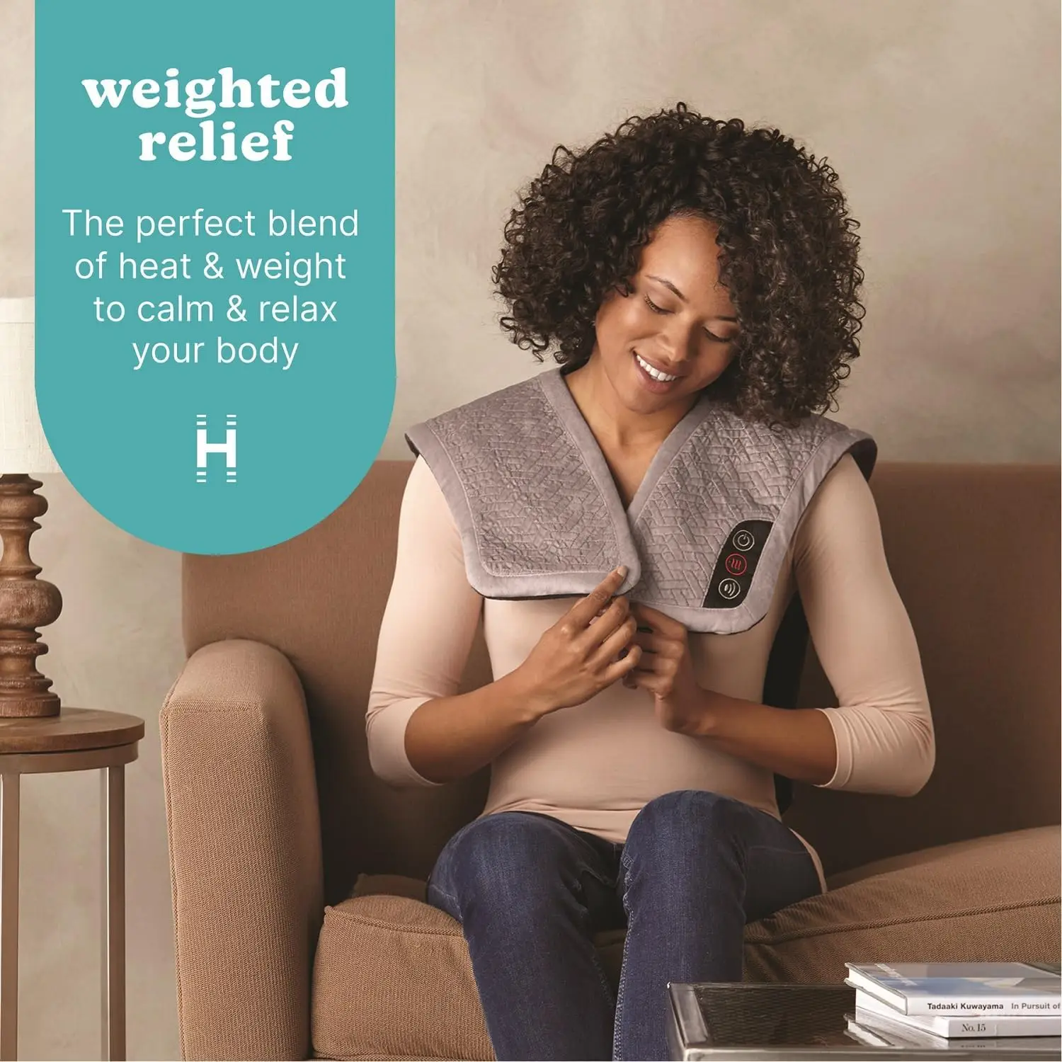 Vibration Heated Shoulder Massager Wrap, Soft Fabric, Tension Relief with 2 Speeds & Styles