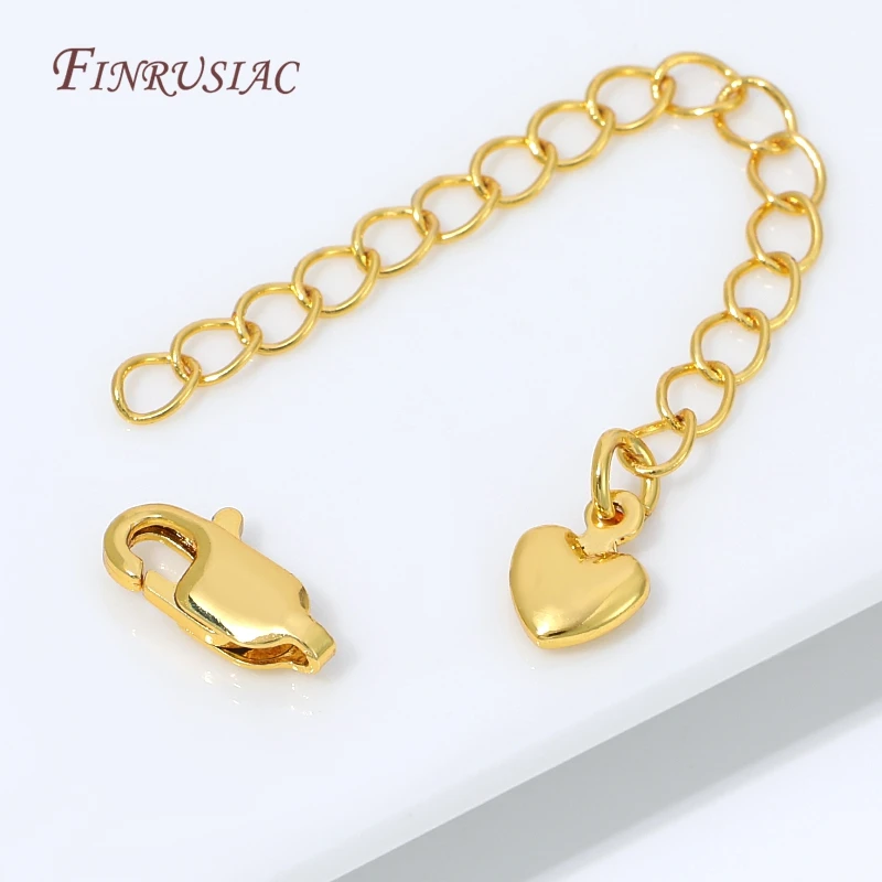 18K Gold Silver Plated Extension Chain with Heart Charm&Lobster Clasp,Adjustable Necklace Bracelet Extender,DIY Jewelry Findings view 4