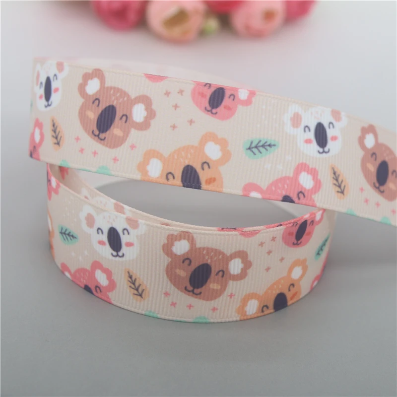 DHK 50yards Sloth Printed Grosgrain Ribbon Accessories Material Headwear Decoration DIY Sewing Craft D1956