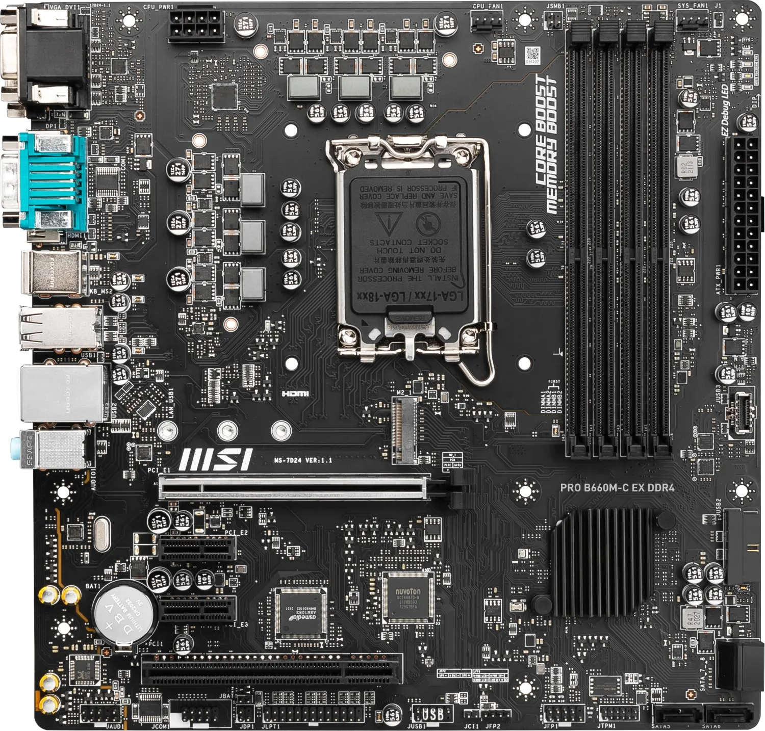 MSI PRO B660M-C EX DDR4 Motherboard Intel B660 Intel 1700 128GB support 14700 13100 14900 14900 12400 13900 cpu Micro-ATX