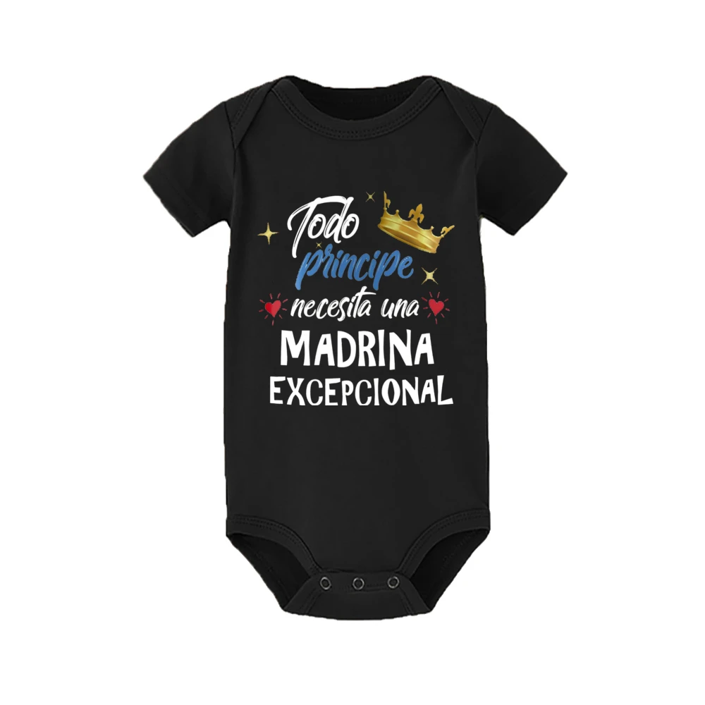 Every Prince Needs An Outstanding Godmother Printed Baby Bodysuit Newborn Summer Short Sleeve Jumpusits Infant Boys Clothes