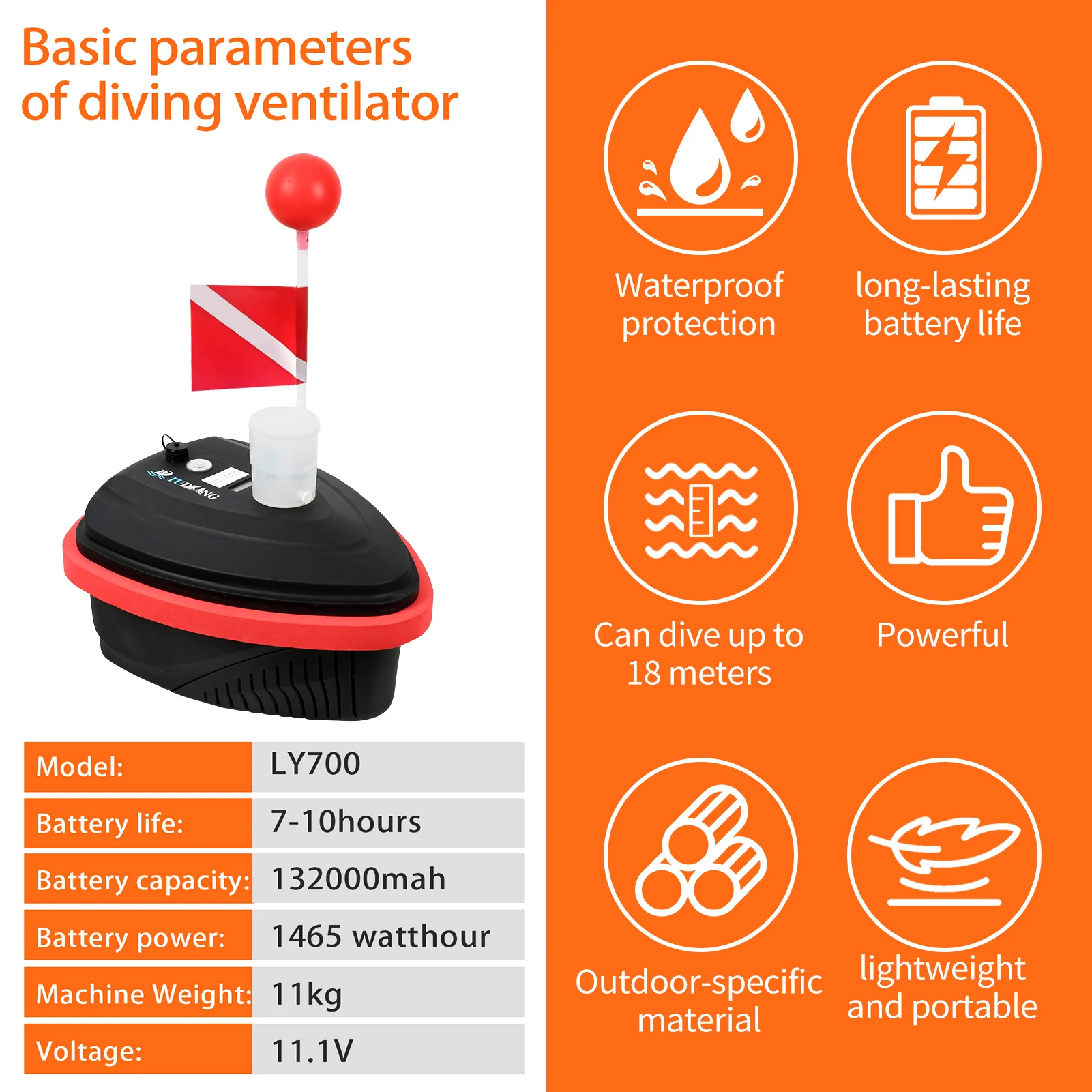New Design LY700 7Hours 15M High Quality Waterproof Air Breathing Respirator Ventilator Diving Compressor