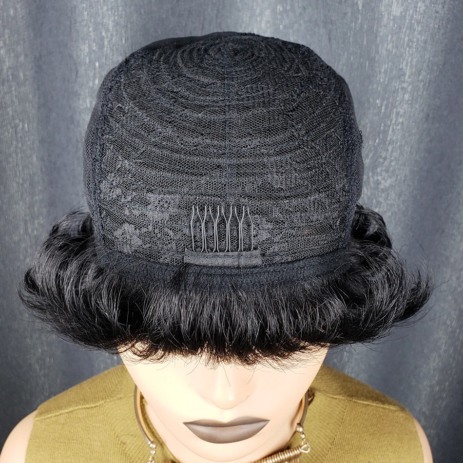 Peruka Pixie Cut z Włosów Naturalnych Krótka Peruka z Włosów Naturalnych dla Kobiet Pełna Peruka Maszynowa Peruka Pixie Cut Brazylijska Krótka Peruka Bob z Włosów Naturalnych