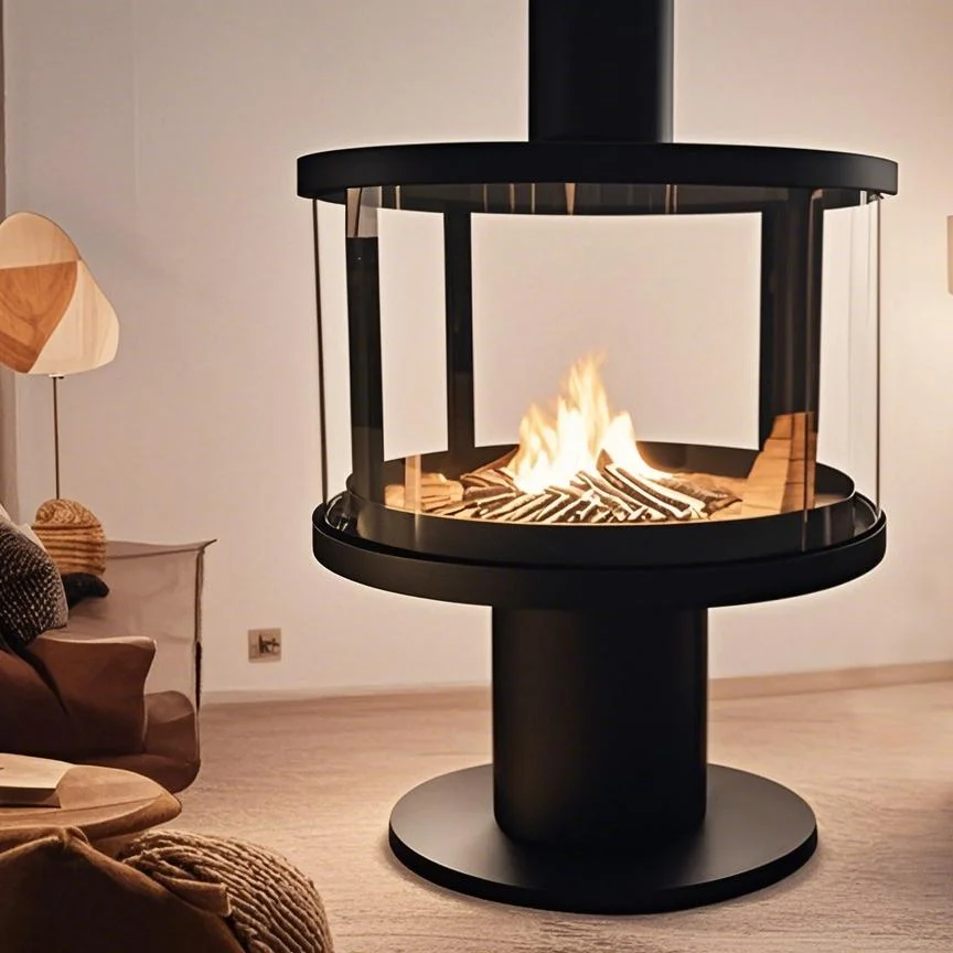 Real Fire Fireplace Wood-Burning Hotel Homestay Villa Floor-Standing 3D Model Heating Stove for Home Use and Camping Grills