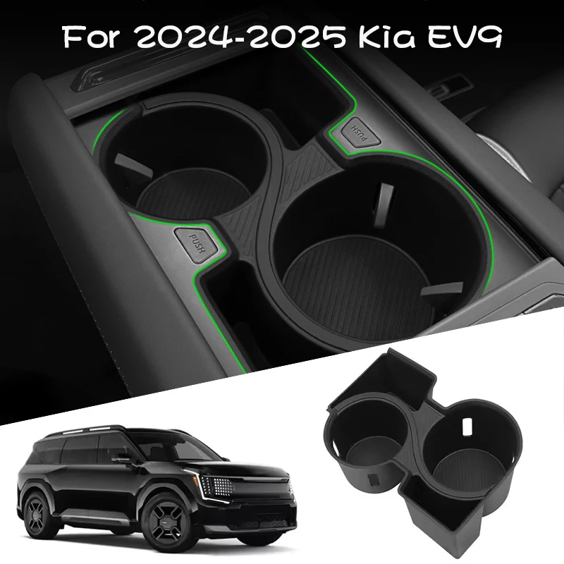 

For Kia EV9 2024-2025 central control water cup shock absorber set limit beverage seat storage seat water cup set accessories