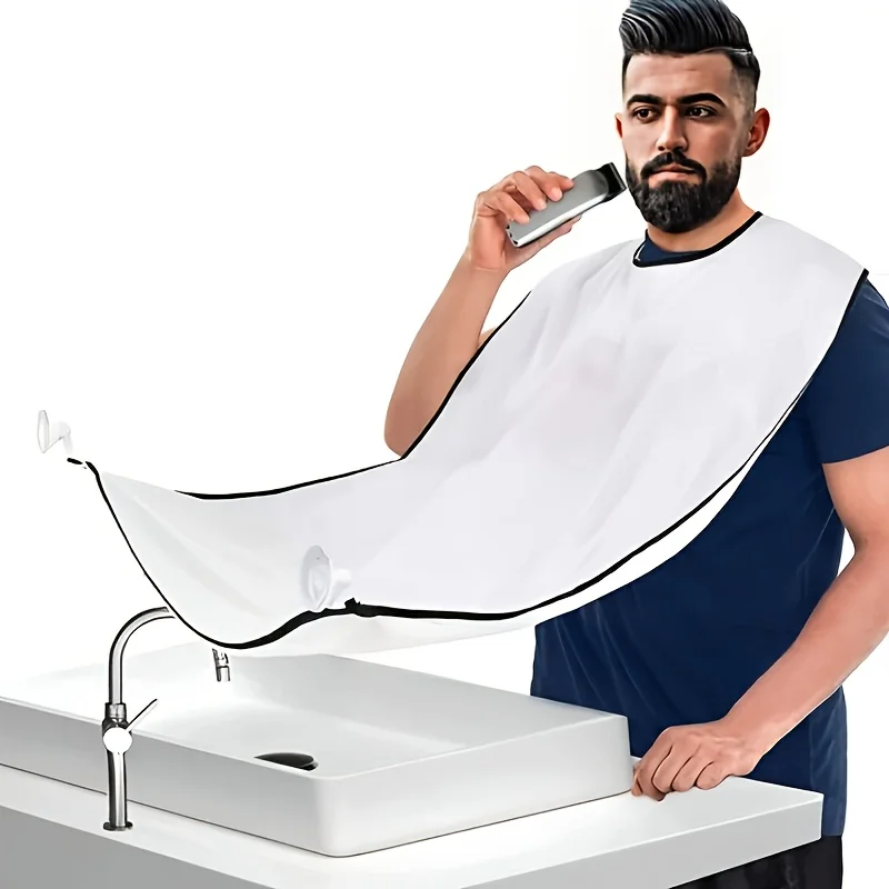 Men\'s Haircut Suction Cape - Perfect for Home Salon and Shaving - Mustache and Beard Aprons Included