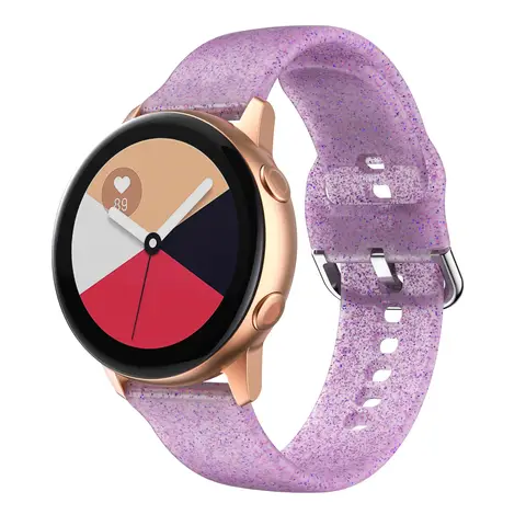 Cinturino glitter da 20 mm per Galaxy Watch Active 2 44mm 40mm Cinturino con griglie a fluorescenza luminosa per Samsung Huawei Amazfit Smartwatch