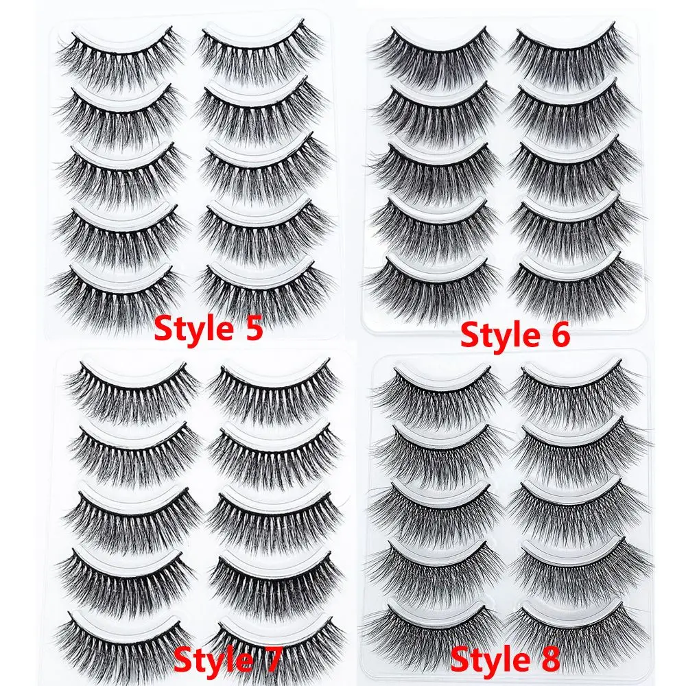 SKONHED 5 Pairs Woman Ultra-wispy Eye Makeup Tools 5D Faux Mink Hair Lash Extension False Eyelashes Full Volume Natural