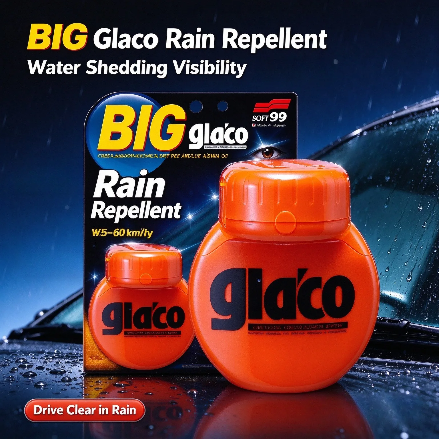 Soft99 Glaco Japan Car Windshield Glass Water Rain Repellent Glass Hydrophobic Coating Anti-rain Treatment for Car Glass