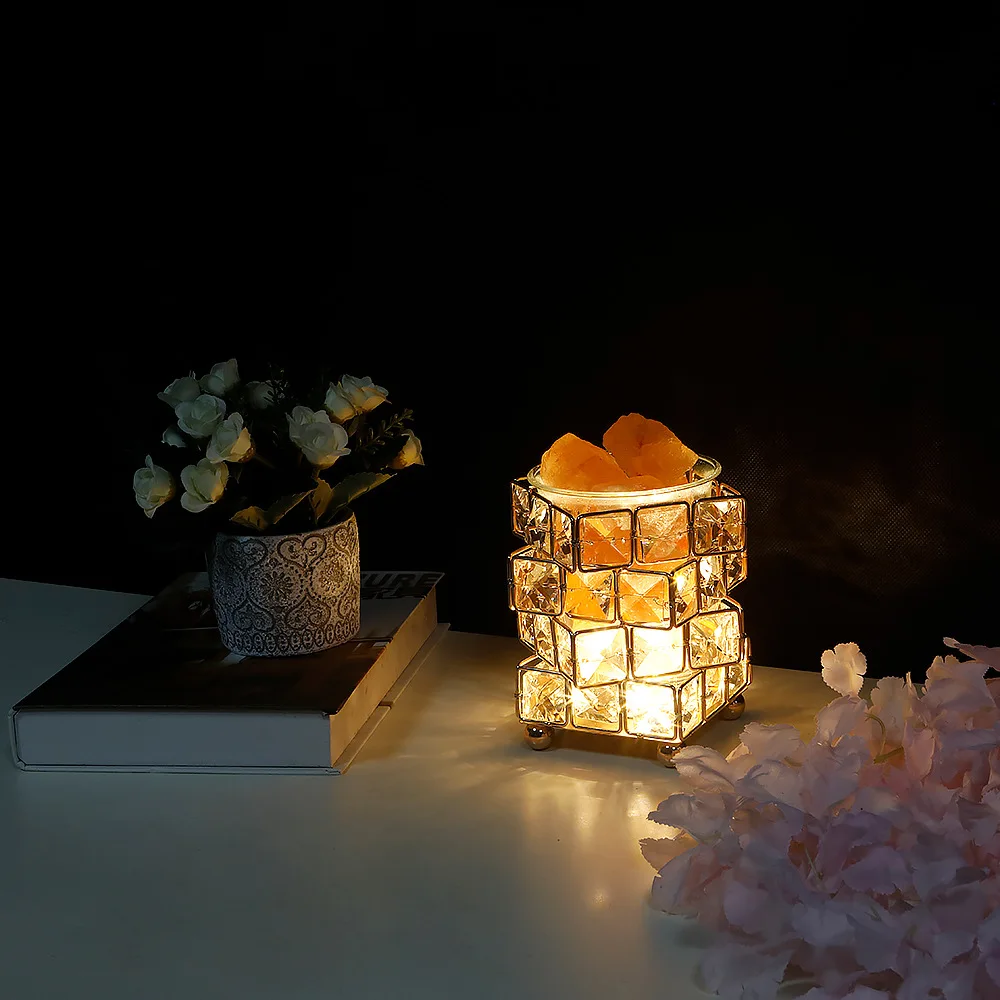 LED Natural Himalayan Crystal Salt Lamp Rock Salt Night Lamp Desk Lamp Lava Lamp USB Plug Home Bedroom Warm Room Decoration Gift