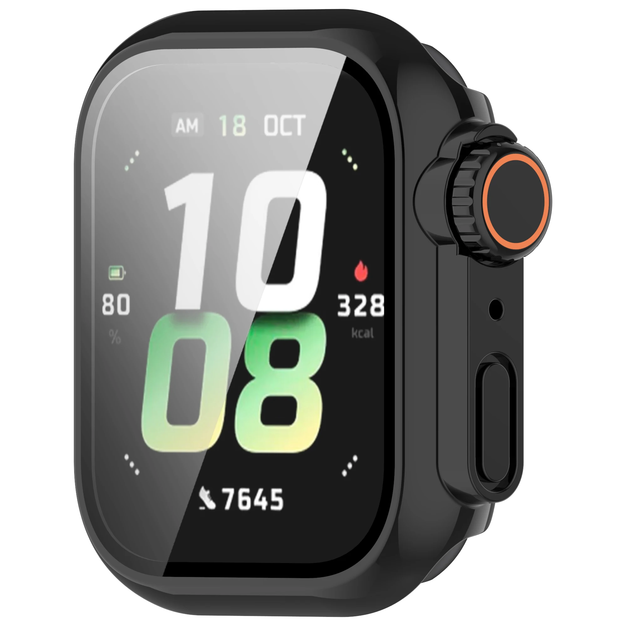 Para Honor Watch 5 PC Caja de reloj integrada de vidrio templado Protector de cobertura total - Negro