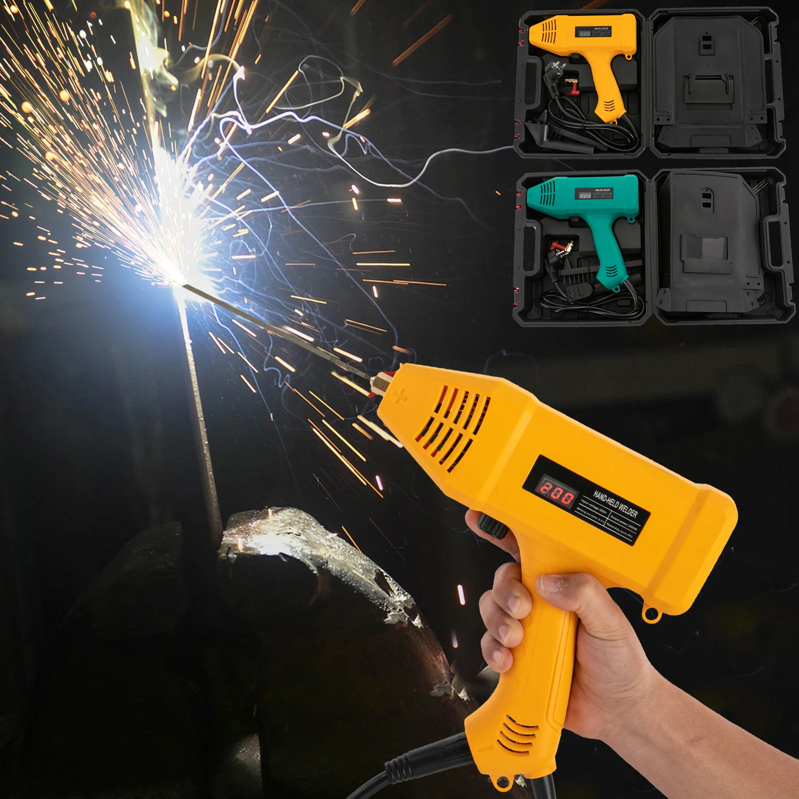 Soudeuse portative 220v - 3000W, ensemble de machines à souder numériques LED portables avec boîte à outils, courant réglable 20-200A,