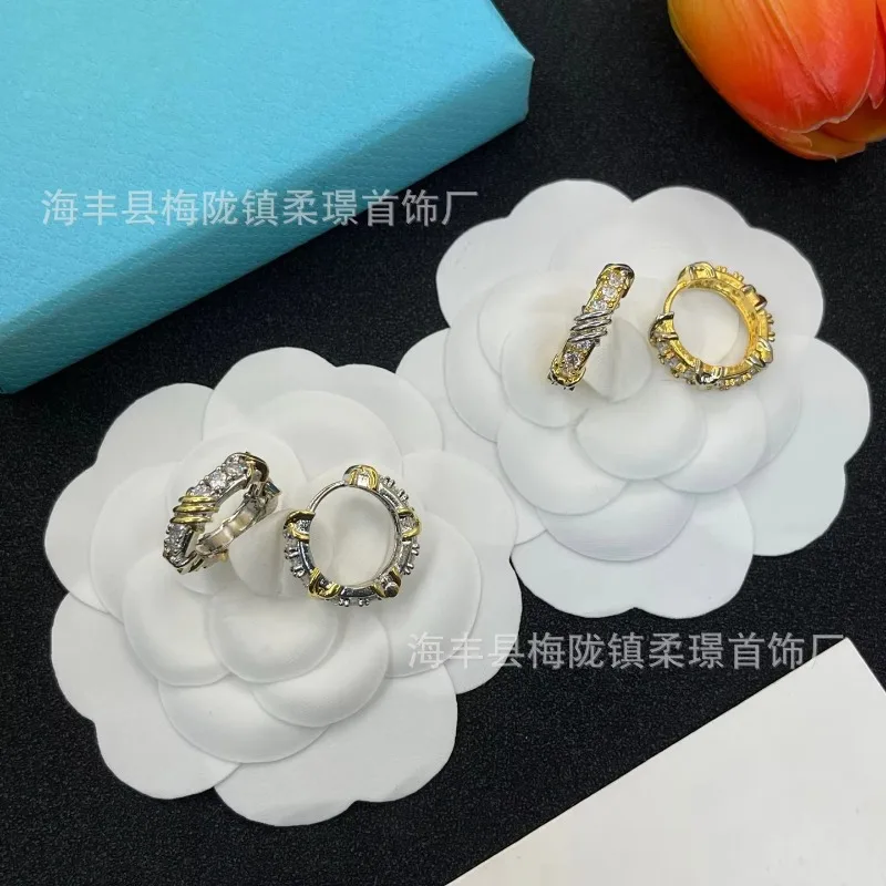 

Earring Diamond Live Broadcast Cross-border High-end Feeling, Simple Cross Diamond Niche Design