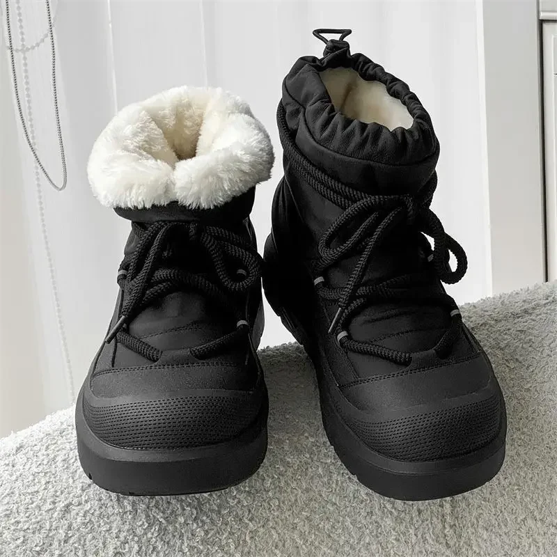 Men's Snow Boots Thickened Fashion Casual Bakers Shoes Autumn and Winter Fur-Lined Thickened Warm Mid-Calf Cotton Shoes