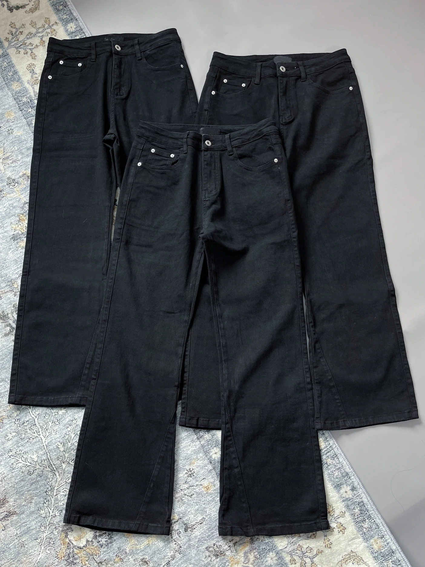 Black Slim Fit Stretchy Denim Jeans Commuter Basic Versatile Straight Leg Micro Flared Elastic Casual mid Waist Button Fly