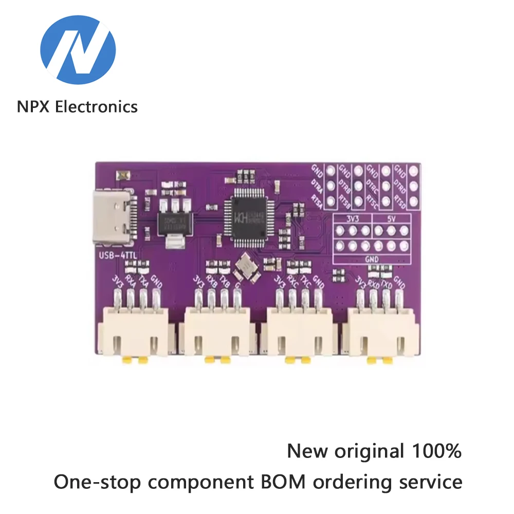 

USB to 4-channel TTL serial port USB Type-C interface 6Mbps high-speed CH344 chip communication conversion module