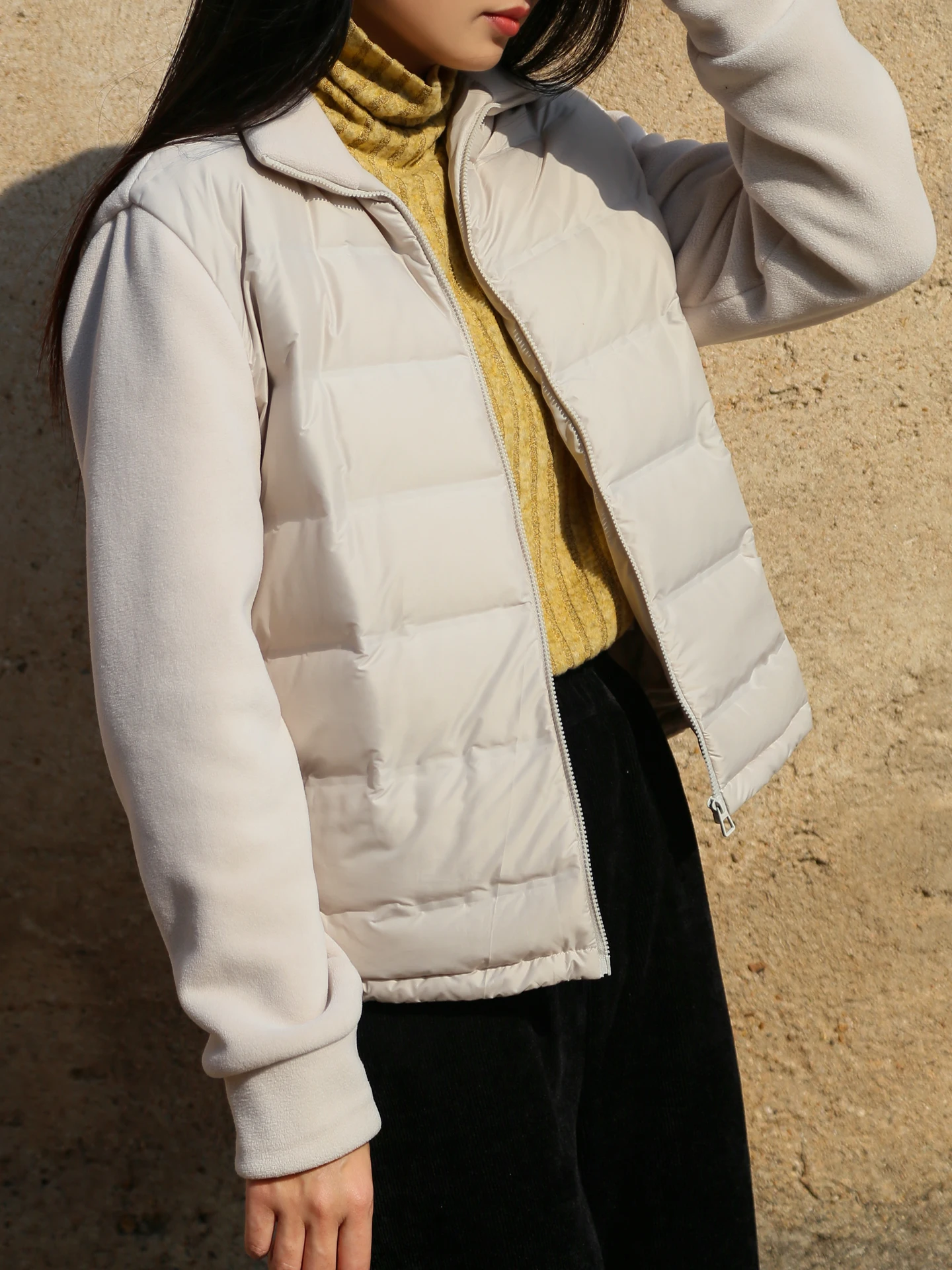 

Warmth Puffer Jaet ort Thiened Inner Bla Slim Fit Women's Faionable Winter Coat Stand Collar Long Sve Zipper