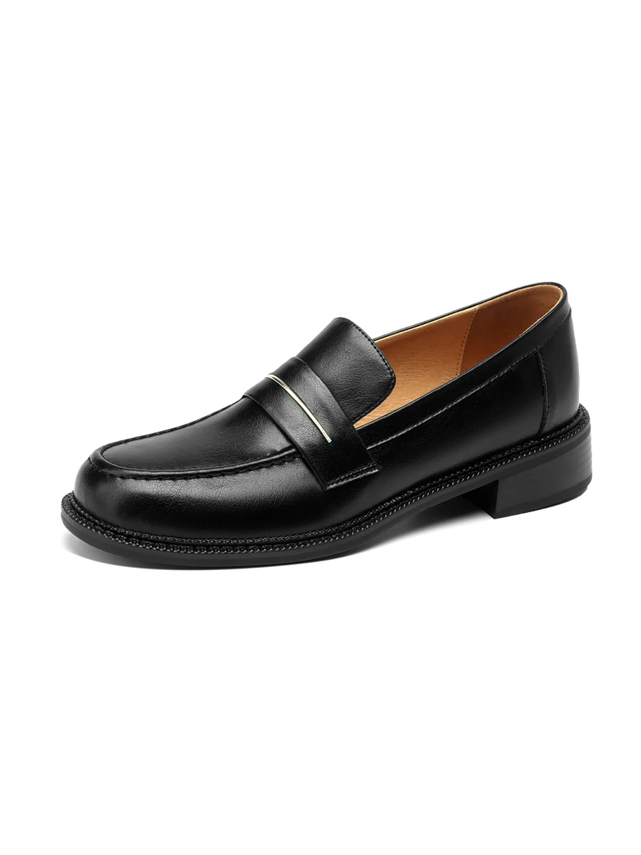 Women Brown Loafers College Style Thick Sole Round Toe Loafers Maillard Black Classic Style Must-Have for Daily Wear