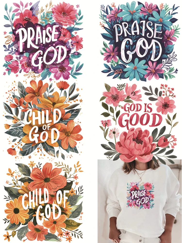 Flower fonts CHILD OF GOD Clothing thermoadhesive patches thermo-stickers stripes appliques