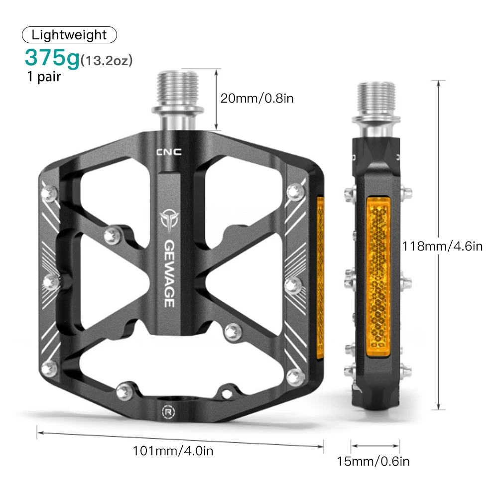 

Bike Pedals Aluminum Alloy Bicycle Pedals with Reflectors Easy Using Durable Mountain Bike Pedals Non-Slip Cycle Pedals Platform