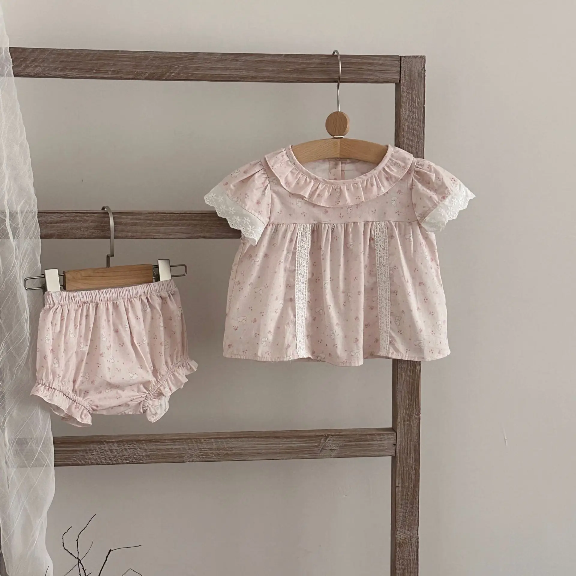 

Baby Clothing Sets 2026 Summer Infant Girls Suit Cute Floral Rabbit Print T Shirt+Bloomer Shorts 2 Pieces Toddler Girls Outfits