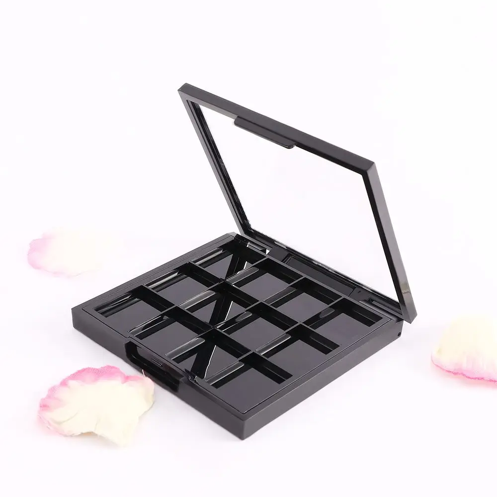 Couvercle 12 grilles récipient cosmétique boîte de rangement de maquillage pour les yeux plat de fard à paupières vide boîte d'échantillon de rouge à lèvres bricolage Palette de fard à paupières