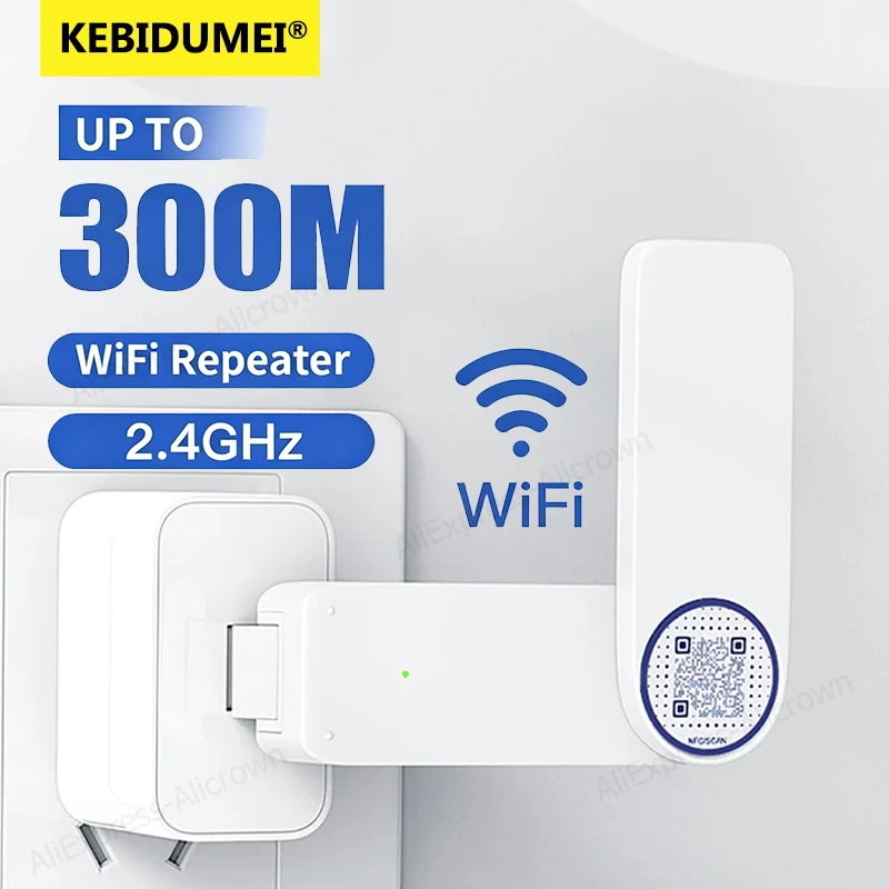 KEBIDUMEI 300Mbps WiFi Signal Amplifier 2.4G WiFi Repeater AP Mode RJ45 Router USB Power Supply LAN Port Extender NFC Function