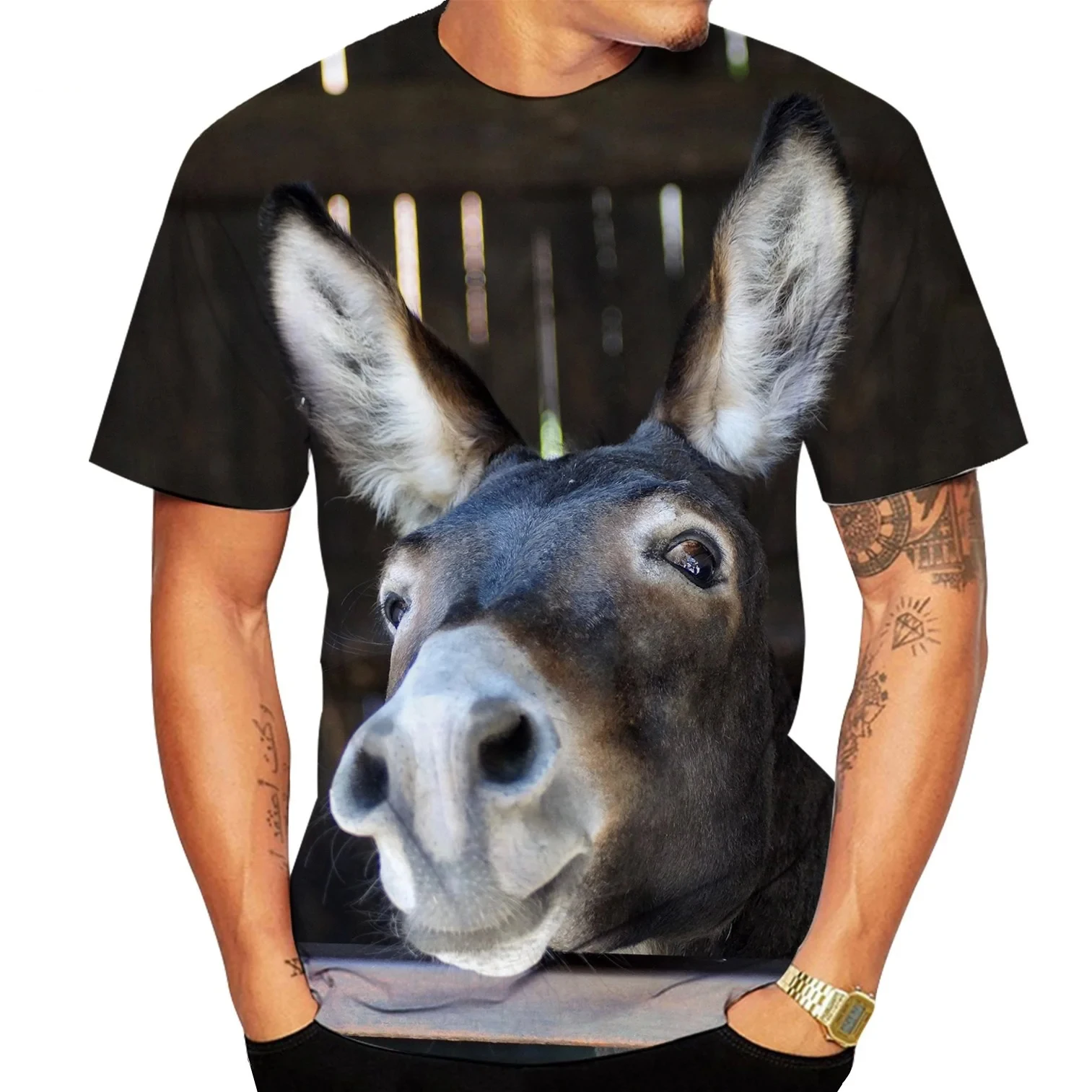 Funny Donkey T-Shirts Animal 3D Print Men Woman Streetwear Casual Short Sleeve T Shirts Oversized Harajuku Kid Top Tees Clothing