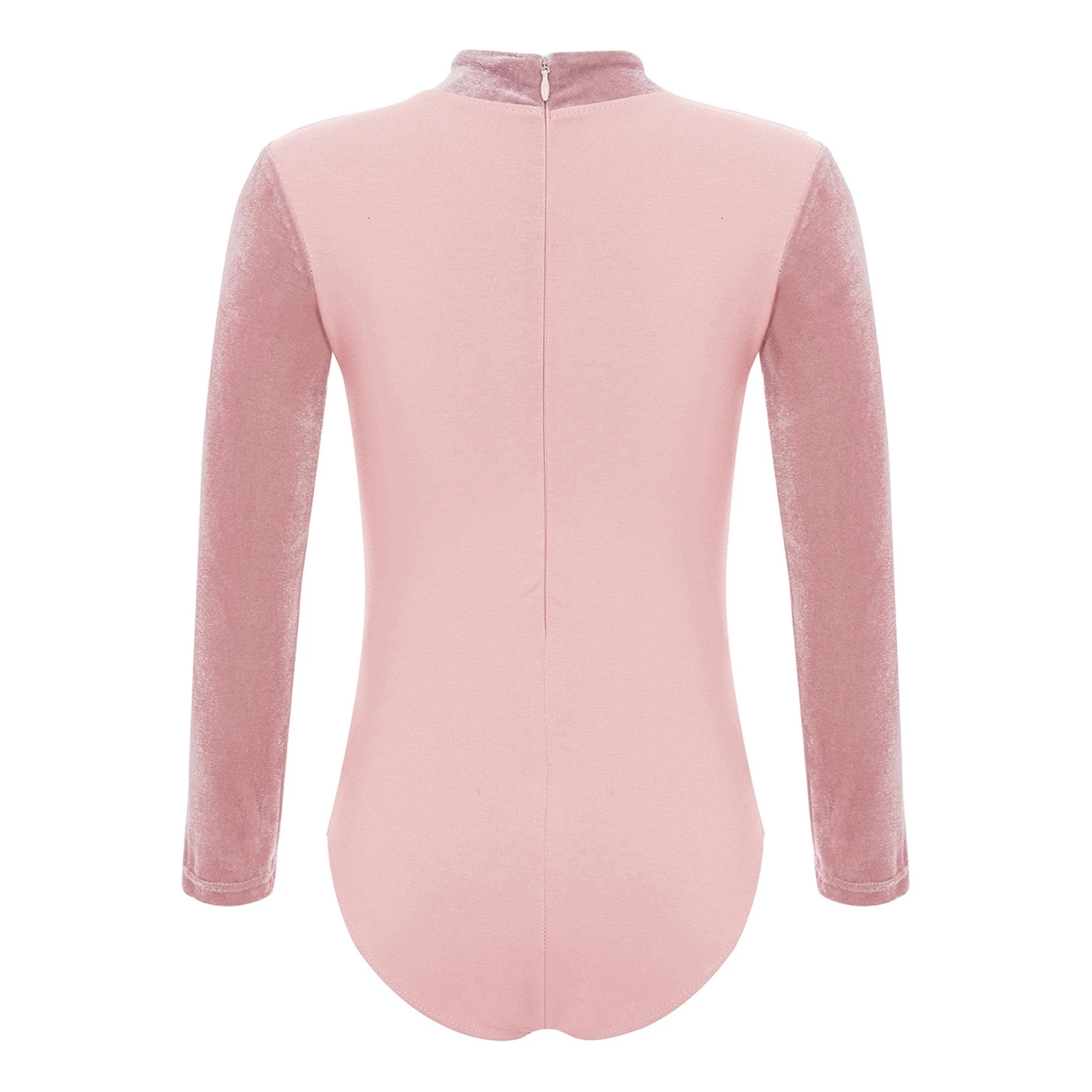 أطفال بنات رداء رقص الباليه وهمية الرقبة طويلة الأكمام سستة المخملية شبكة المرقعة القطن ارتداءها الباليه الرقص العملي زي #4