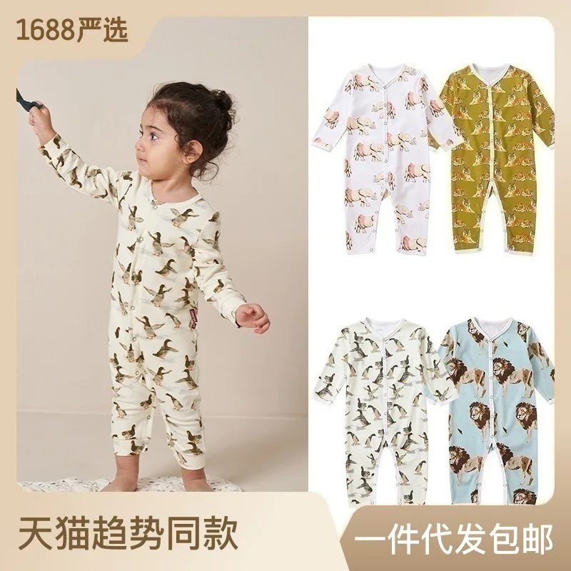 

Jenny&Dave Infant and toddler spring and autumn cotton wrapped buttocks jumpsuit, baby outdoor jumpsuit, newborn printed jumpsui