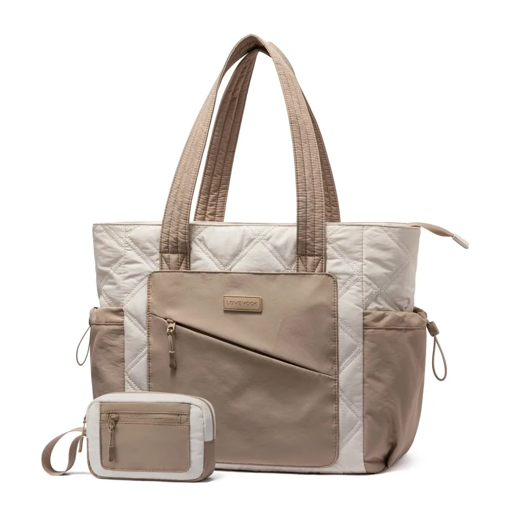 

LOVEVOOK Fashion Large 15.6 17.3 Inch Quilted Fugu Computer Tote Bag Shoulder Bag Women's Work Business Travel Office Tote Bag