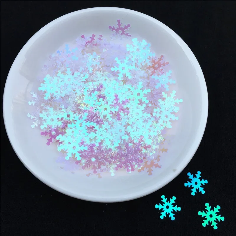 10g/Pack Diameter 8mm 10mm Snowflake Sequins With 1 Center Hole Christmas Decoration Material White Snow Sequin Sew Craft