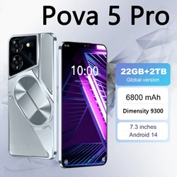 Pova-teléfono inteligente 5 Pro versión Global, Smartphone con 16GB + 1TB, pantalla HD de 7,3 pulgadas, Android 14, batería de 6800mAh, 5G, Tarjeta SIM Dual, Dimensity 9300