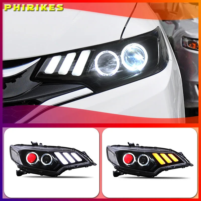 

For Honda FIT JAZZ GK5 2014-2018 Headlights LED DRL Running lights Bi-Xenon Beam Fog lights angel eyes Auto