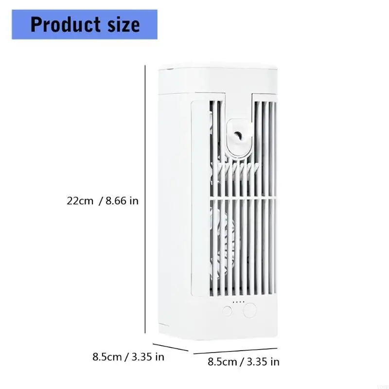 USB 전원 공기 냉각기 저소음 3단 휴대용 냉각 팬(야간 조명 포함)