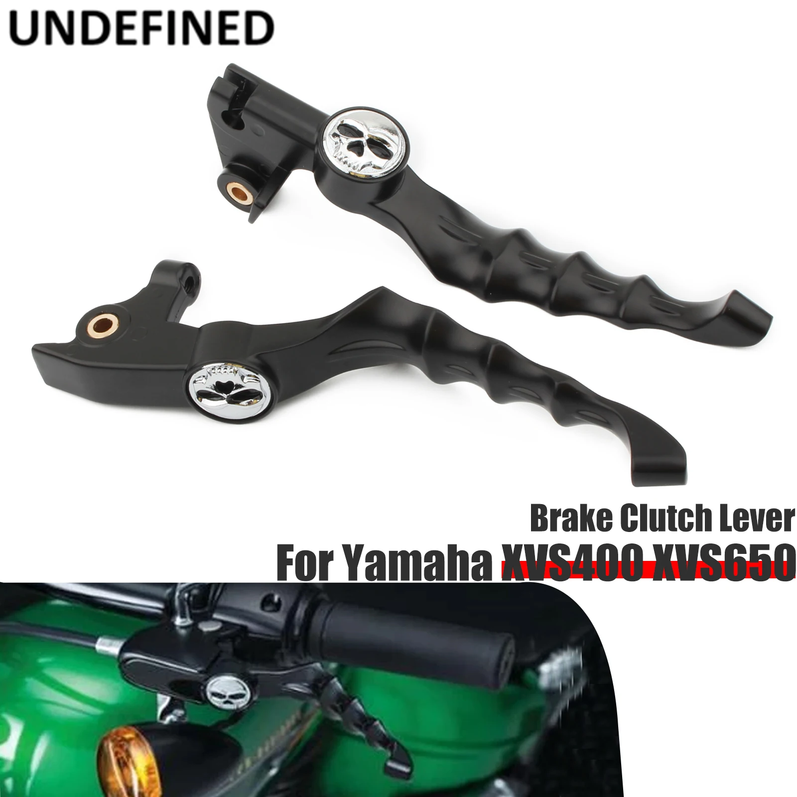 Brake Clutch Lever Black Skull Left & Right Motorcycle For Yamaha Drag Star XVS400 1996-2002 XVS650 1997-2002 XVS 400 650