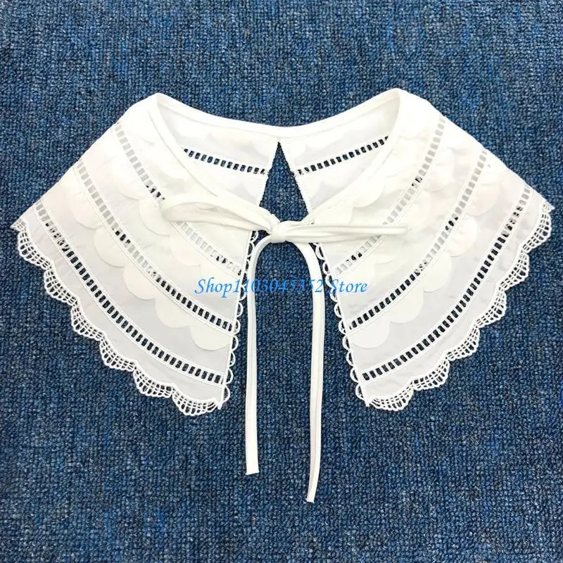 Media camisa desmontable cuello falso cuello bordado Ruff Dickey Mini collar capa