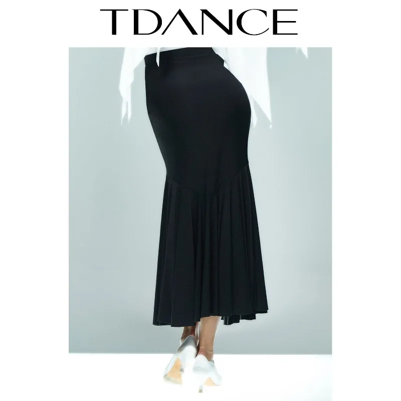 Customized TDANCE Women's Modern [Low Butt Basic Big Swing Half Skirt] Versatile Fish Tail Simple Performance Class JM-157