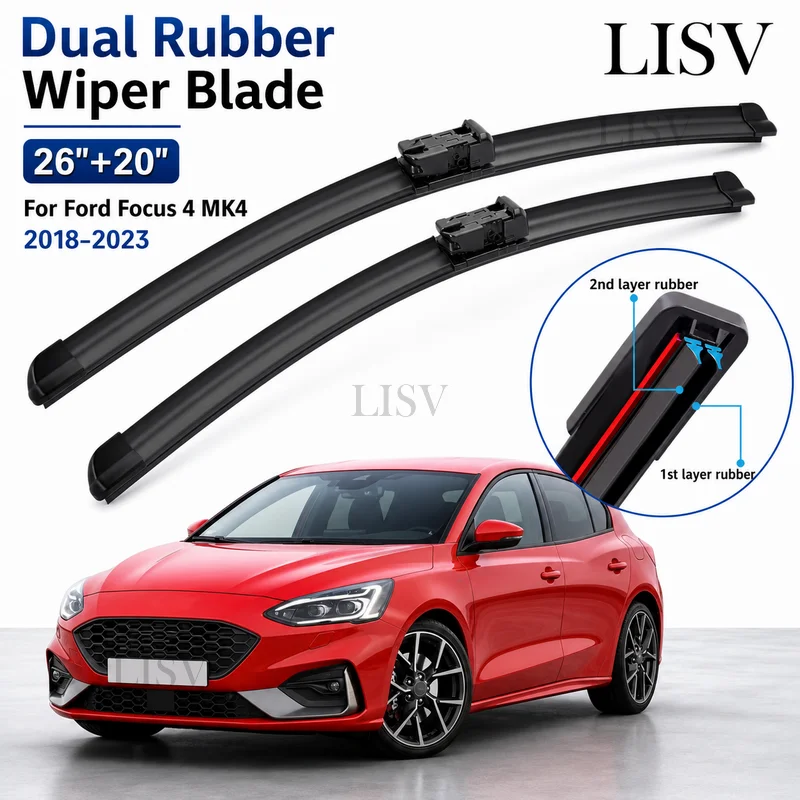 Pour Ford Focus 4 MK4 2018-2023, balais d'essuie-glace avant 26"+20", accessoires de coupe de pare-brise 2019 2020 2021 2022