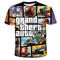 Grand Theft Auto 3D Print T-Shirts Game GTA 5 Streetwear Men Women Casual Oversized Short Sleeve T Shirt Kids Tees Tops Clothing