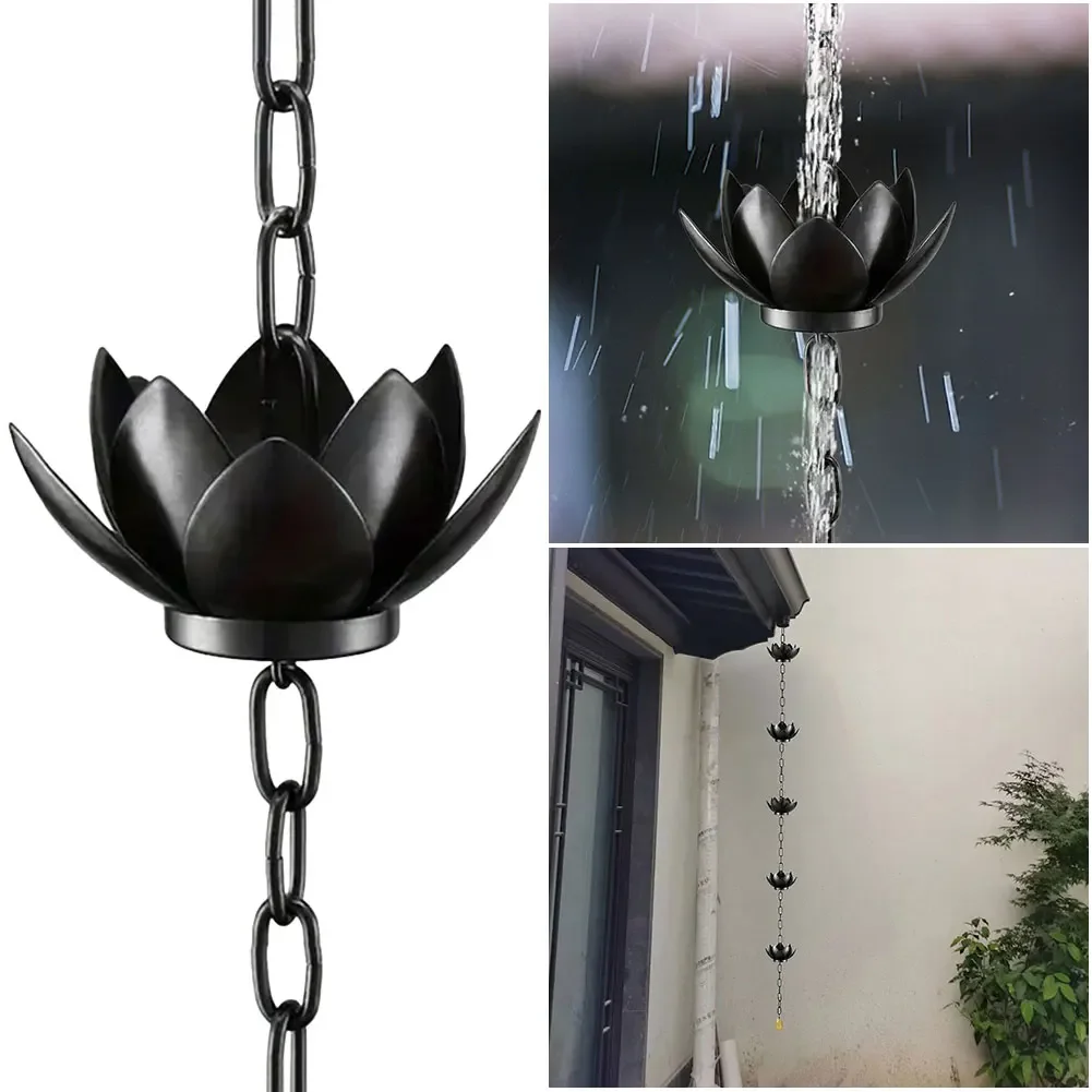 120CM Lotus Rain Catcher Chain Decor Hanging Rain Catcher Chain Gardening Downspouts Gutters for Gutters Downspouts