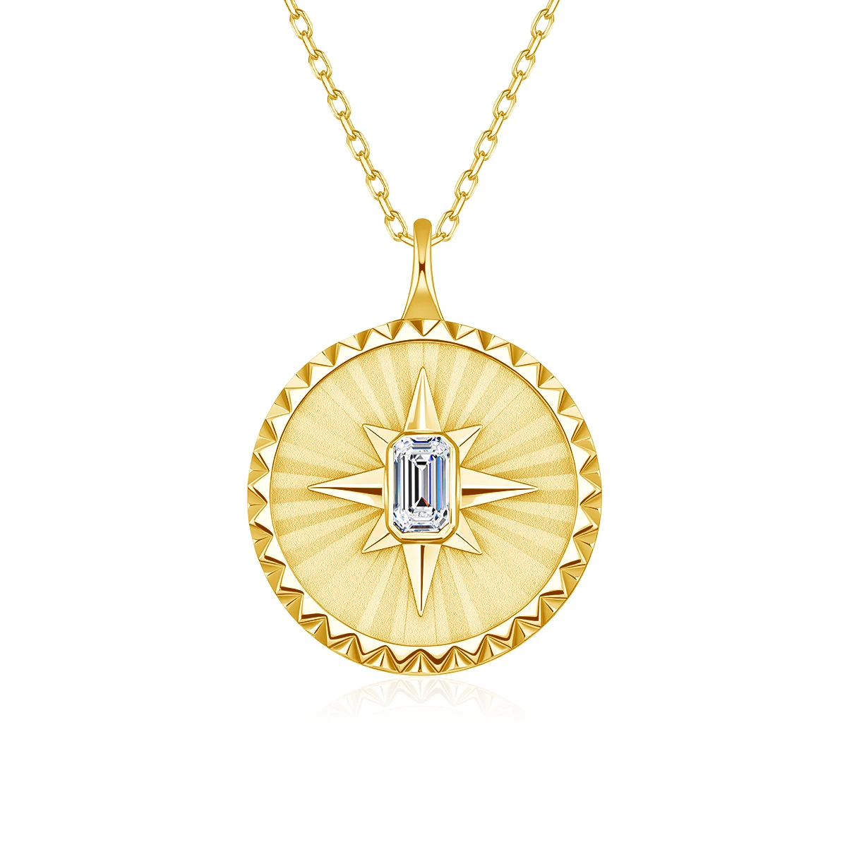 

925 Silver Circle Pendant Necklace for Women Men 18K Plated Moissanite Round Shaped Clavicle Chain Choker Daily Party Jewelry