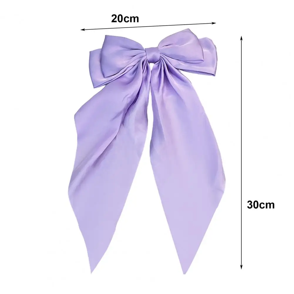 2 Pcs Ribbon Hair Clips Faux Satin Bowknot Hair Clip Back Head Clip With Spring Metal Bow Long Tail Headwear Hair Accessories