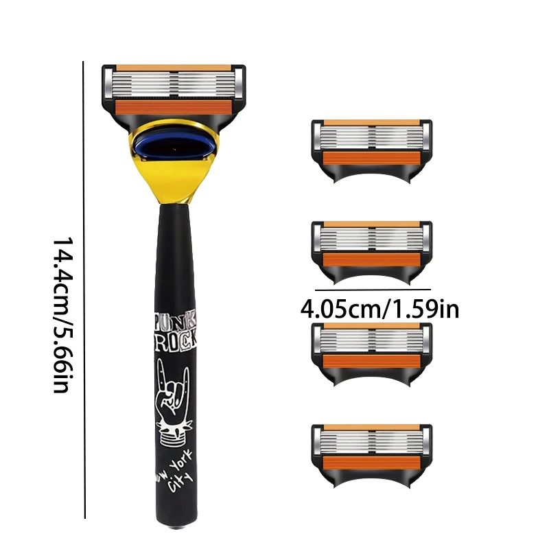 مجموعة ماكينة حلاقة يدوية للرجال مع ماكينة حلاقة آمنة بديلة مكونة من 6 طبقات، أداة حلاقة كلاسيكية للرجال #4
