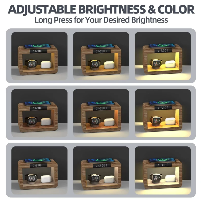 

Top Selling Digital Alarm Clock Wireless Charging for Fast Charger with Magnetic Earphones Also for Watches