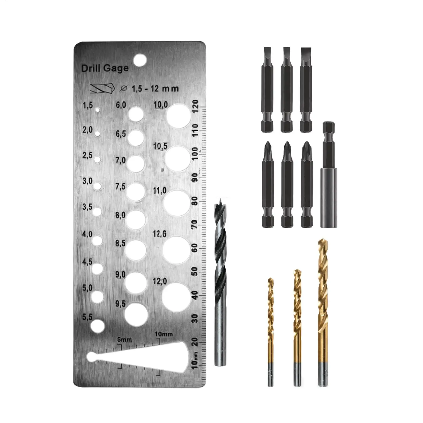 Drill Hole Guide 1.5-12mm Metric Drill Size Measuring Chart Accurate Drilling Checker For Home Industry Garage Workshop