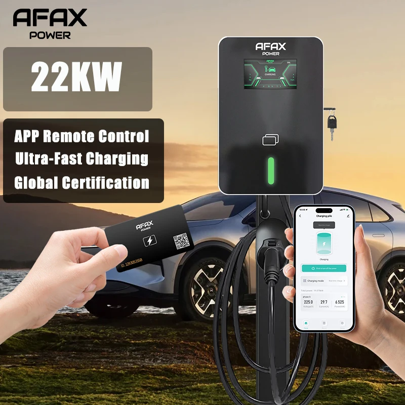 

AFAX EV Charging Station 32A Electric Vehicle Car Charger EVSE Wallbox Wallmount 7.6/11/22KW Type2 Cable IEC62196 APP Control